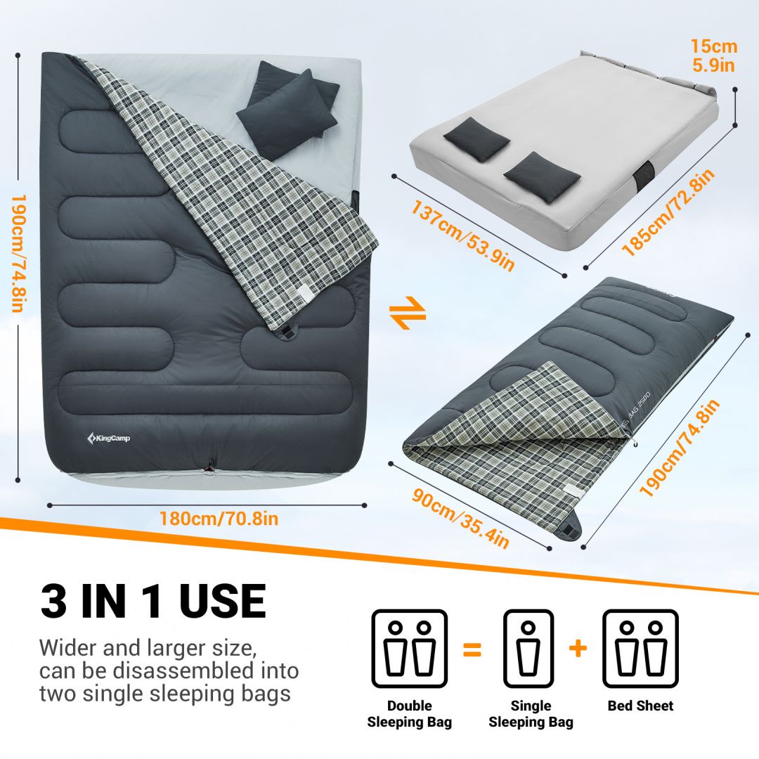 KingCamp Спальный мешок King Camp 2206 Airbed Sleepingbag 250D −4 (комфорт +11)