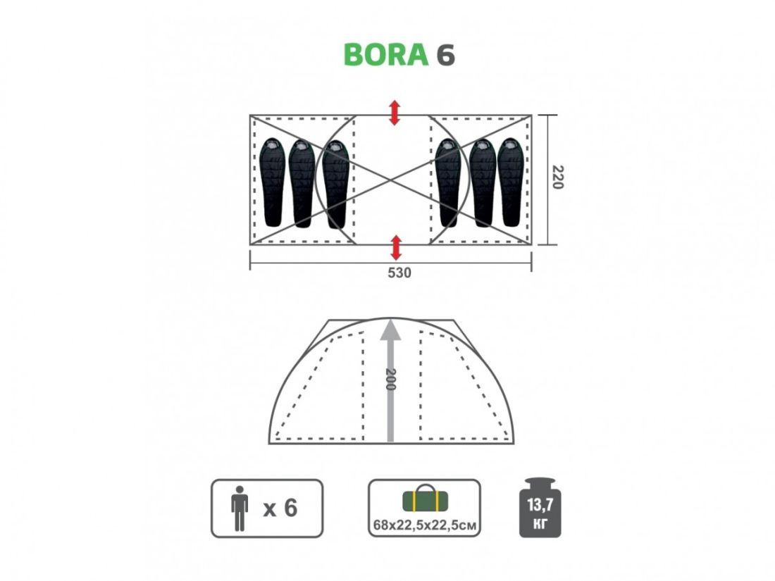 Helios Просторная палатка Helios Bora-6