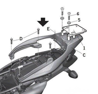 SHAD Крепление верхнего кофра надежное Shad Transalp 700 (07-09)