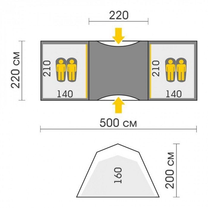 Talberg Кемпинговая двухкомнатная палатка Talberg Base 6 Sahara