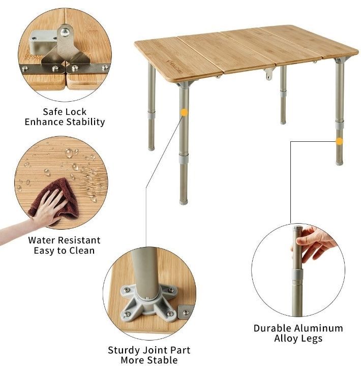 KingCamp Складной туристический стол King Camp 1913 4-folding Bamboo table 6040