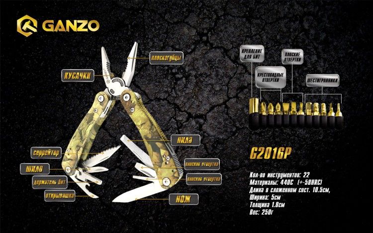 Ganzo Иструменты рыбацкие Ganzo Multi Tool G2016-P