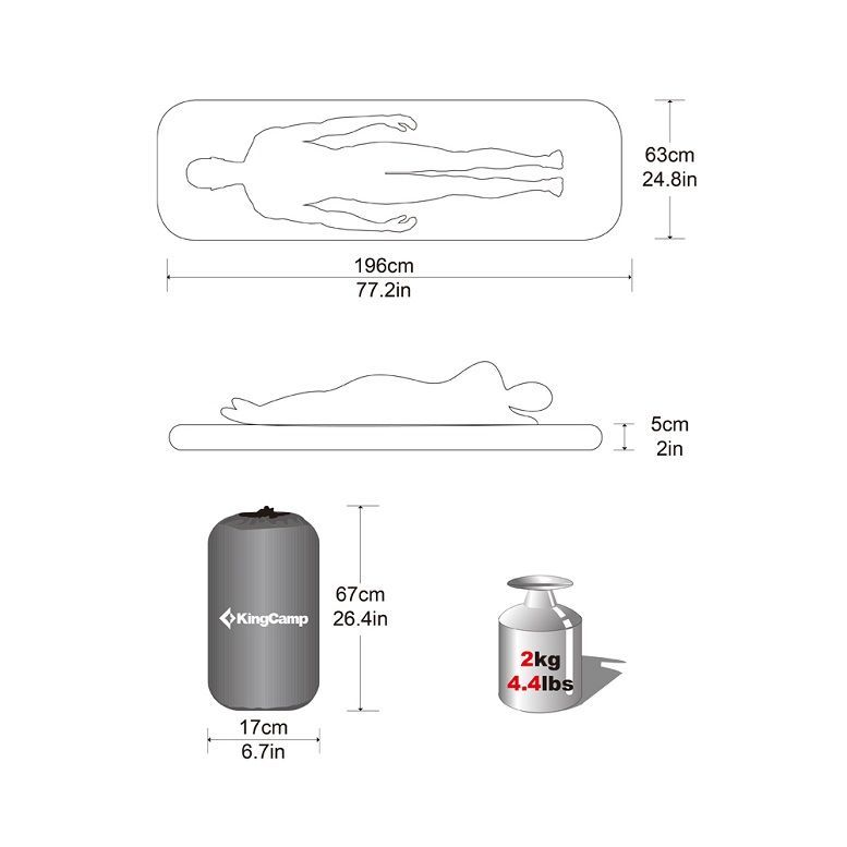 KingCamp Коврик походный х х см KingCamp 3560 Base Camp Comfort 196 63 5