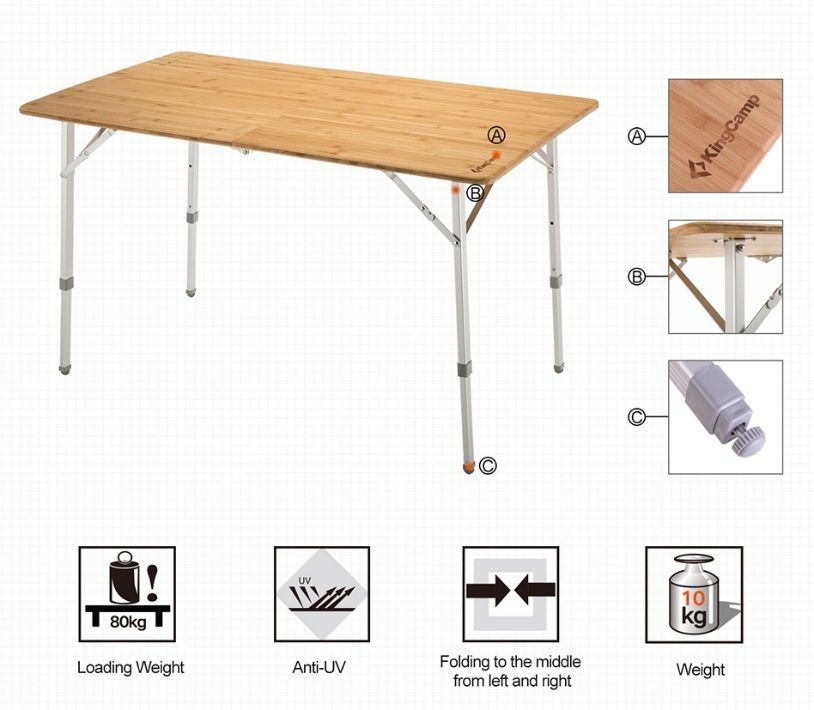 KingCamp Складной стол King Camp 3929 Bamboo Folding Table